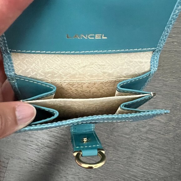 Lancel Turquoise Leather & Snakeskin-Embossed Cardholder - Picture 3 of 3